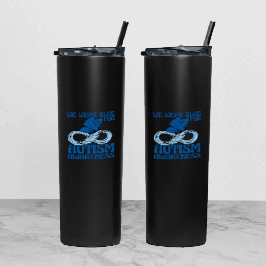 We Wear Blue for Autism Awareness Support Advocacy Tumbler With Lid And Straw