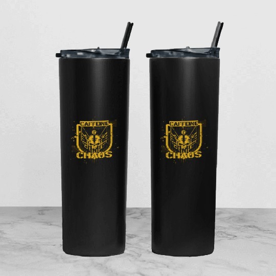Caffeine & Chaos Tumbler With Lid And Straw
