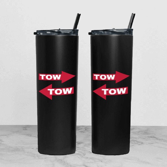 tow arrow red moving automotive because racecar Tumbler With Lid And Straw