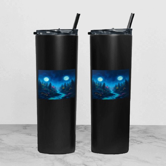 Moons in Alien Forest 3 Tumbler With Lid And Straw