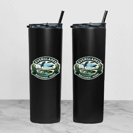 Everglades National Park Florida USA Logo Tumbler With Lid And Straw