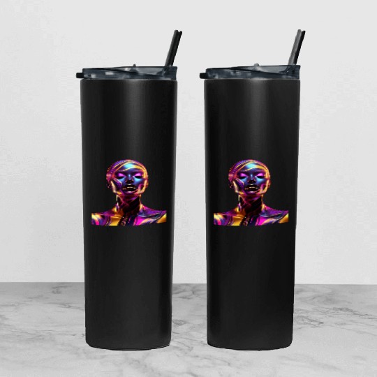 Black & Gold Marble Goddess Tumbler With Lid And Straw