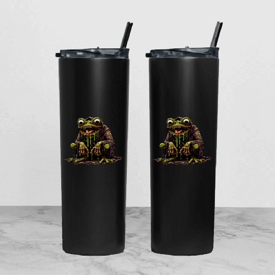Slime Toad Monster – Creepy Hooded Swamp Creature Tumbler With Lid And Straw
