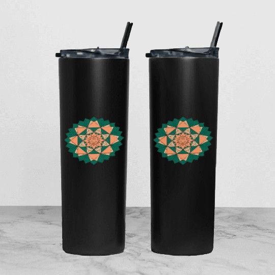 Abstract Starburst Mandala Tumbler With Lid And Straw