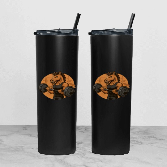 Horsepower Gains – Muscular Gym Horsa Design Tumbler With Lid And Straw