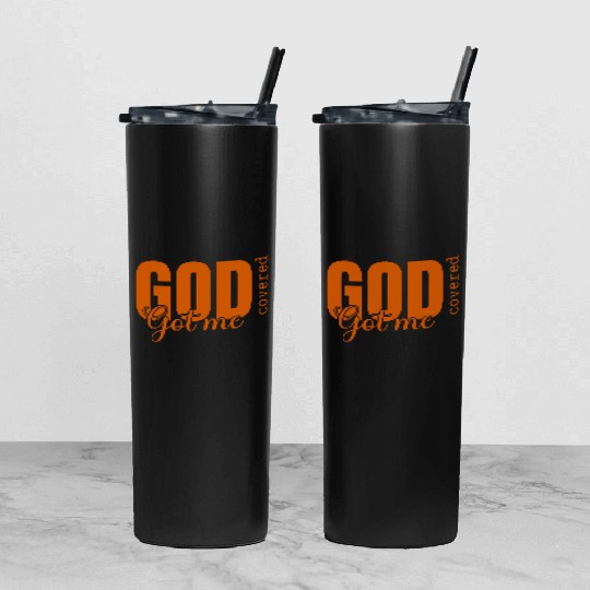 God Got Me Covered - Faith-Based Christian Apparel Tumbler With Lid And Straw