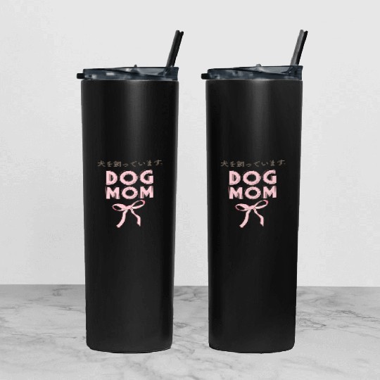 Dog Mom Coquette Pink Bow Tumbler With Lid And Straw