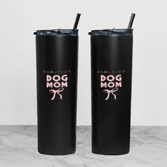 Dog Mom Coquette Pink Bow Tumbler With Lid And Straw
