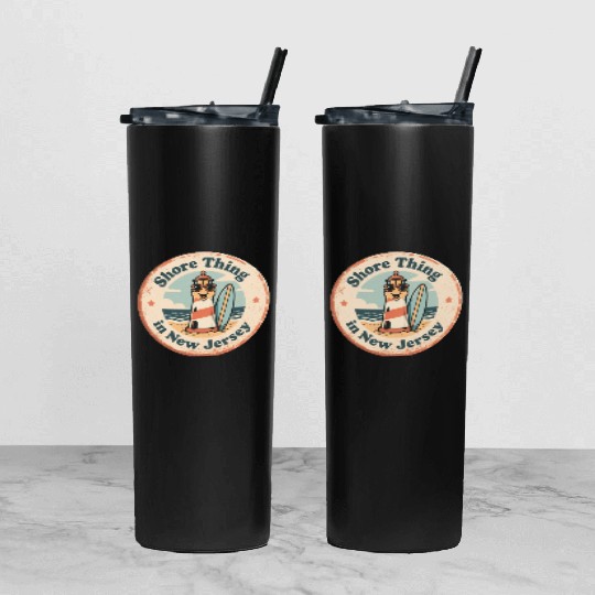 Beach Vibes_ New Jersey Shore Lighthouse Vintage Tumbler With Lid And Straw