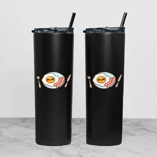 Whimsical Sunny Side Fried Egg Design Tumbler With Lid And Straw