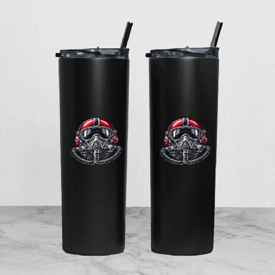 Pilots Helmet Design Tumbler With Lid And Straw