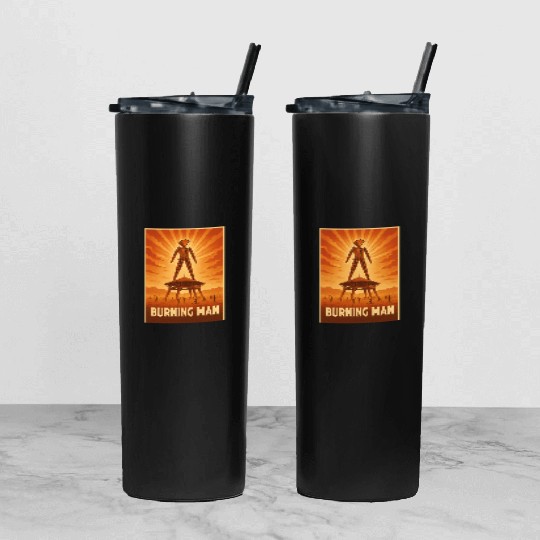 Burning Man Tumbler With Lid And Straw