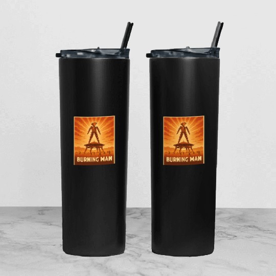 Burning Man Tumbler With Lid And Straw