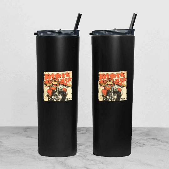 Monkey Mayhem – Vintage Ape on a Motorcycle Tumbler With Lid And Straw