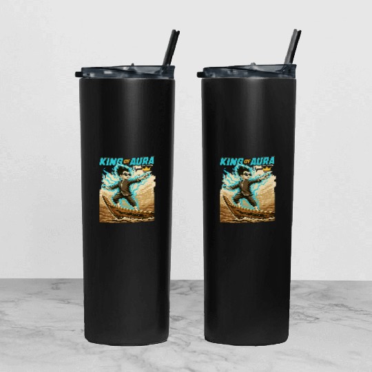 King of Aura, Pacu Jalur kid,Viral tiktok meme Tumbler With Lid And Straw