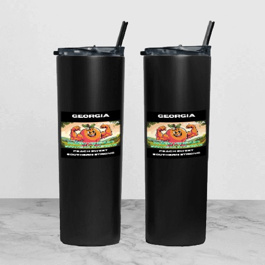 Georgia Peach State Art Tumbler With Lid And Straw