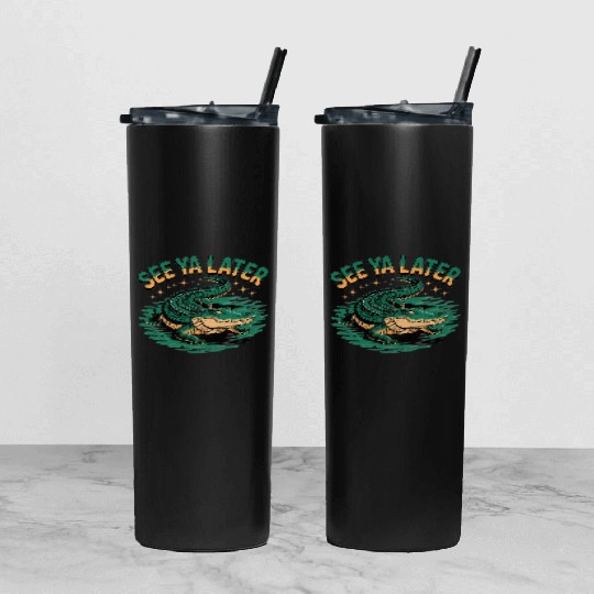 See Ya Later Alligator Retro Gator Joke Tumbler With Lid And Straw