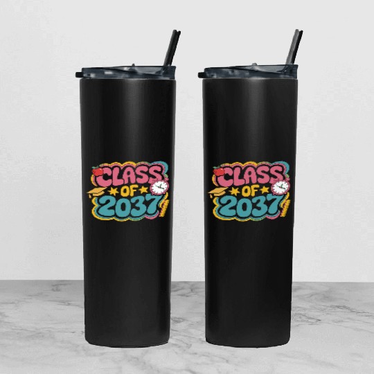 Class of 2037 Grow With Me, groovy back to school Tumbler With Lid And Straw