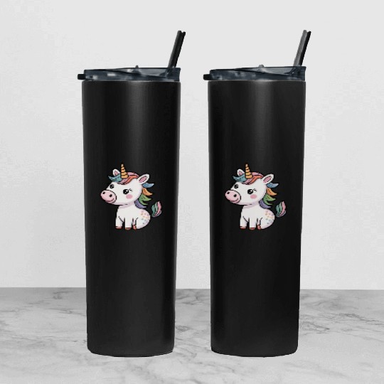 Believe in Magic – Cute Rainbow Unicorn Fantasy Tumbler With Lid And Straw