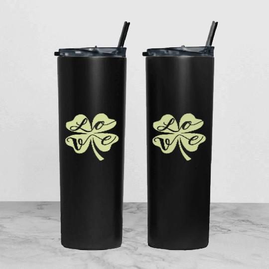 Lucky Love Four Leaf Clover Tumbler With Lid And Straw