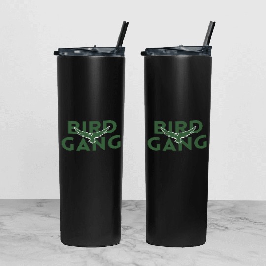 Bird Gang Bold Logo Design Tumbler With Lid And Straw