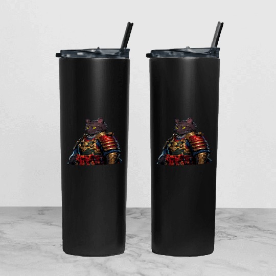 Warrior Cat in Armor Artwork Tumbler With Lid And Straw