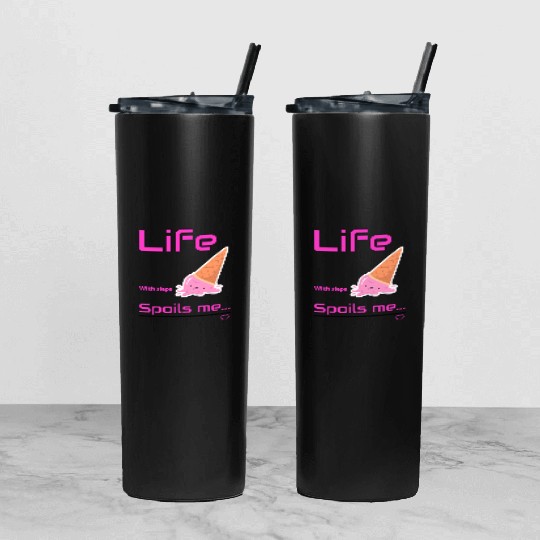 Whimsical Ice Cream Life Sentiment Tumbler With Lid And Straw