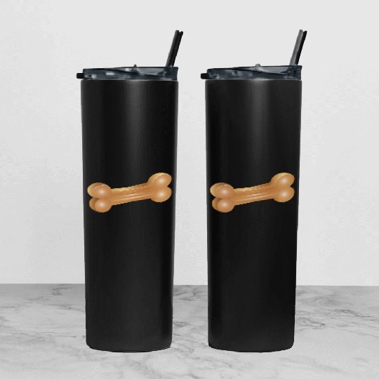 Chew Bone Illustration in a Classic Style Tumbler With Lid And Straw