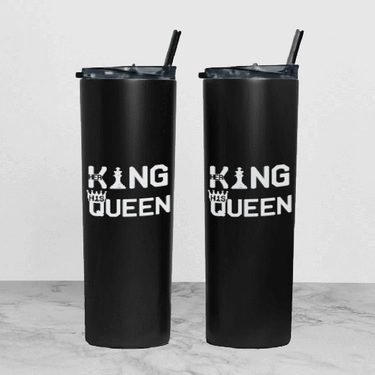 Her King His Queen Chess Motivation Lover Humor Tumbler With Lid And Straw