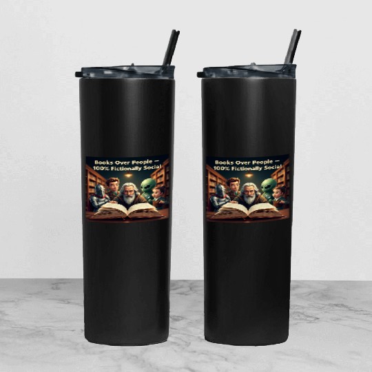 Fictional Alien and Wizard Book Lovers Tumbler With Lid And Straw