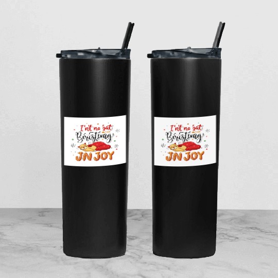 Festive Cat Joy Christmas Design Tumbler With Lid And Straw