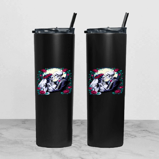 Bride and Groom Eternal Love Romantic Wedding Tumbler With Lid And Straw
