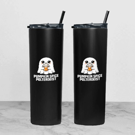 PUMPKIN SPICE POLTERGEIST - GHOST HALLOWEEN Tumbler With Lid And Straw