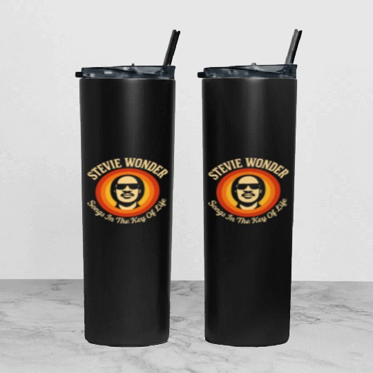 Stevie Wonder Tumbler With Lid And Straw rtro vintage Songs in the