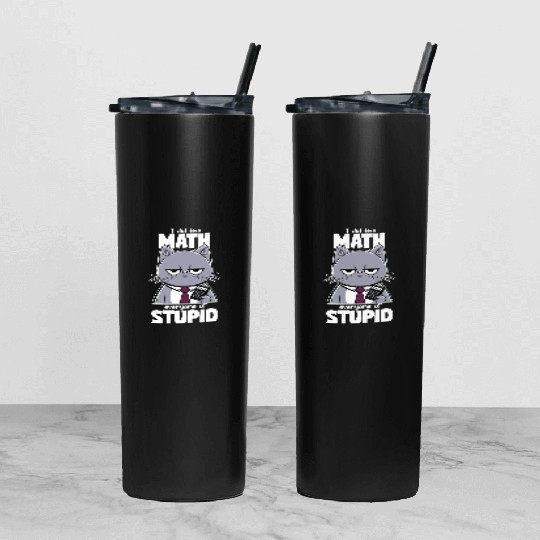Grumpy Cat Math Teacher Design Tumbler With Lid And Straw