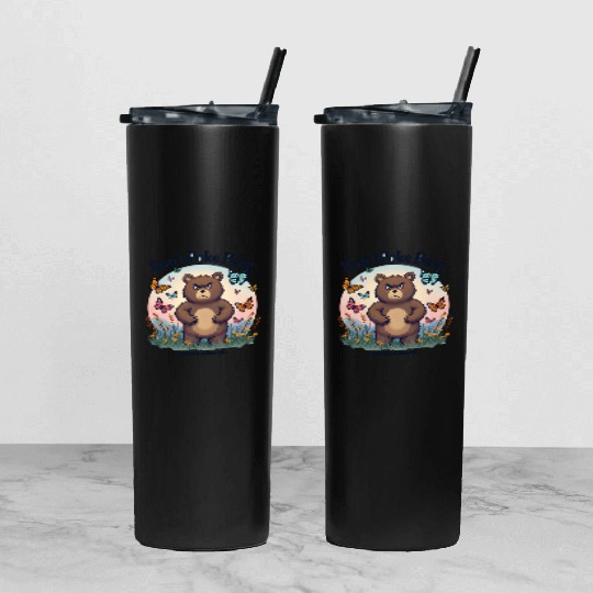 Don't Poke Bear Illustration design for women Tumbler With Lid And Straw