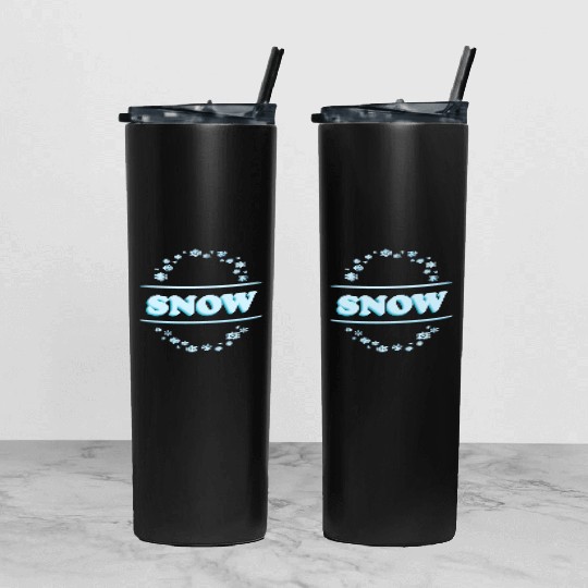 Snowflake Circle Winter Design Tumbler With Lid And Straw