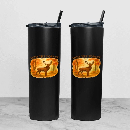 Into the Forest – Autumn Deer Tumbler With Lid And Straw