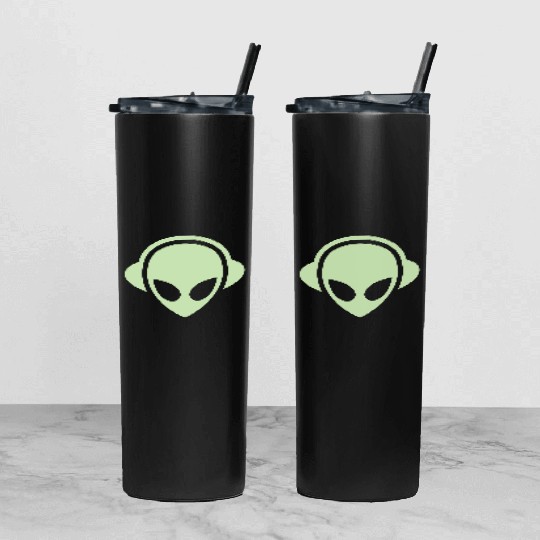Alien headphones Glow in the dark Tumbler With Lid And Straw