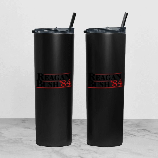 Reagan Bush '84 Tumbler With Lid And Straw