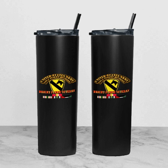 Army - 1st Cavalry Division - Desert Storm Veteran Tumbler With Lid And Straw