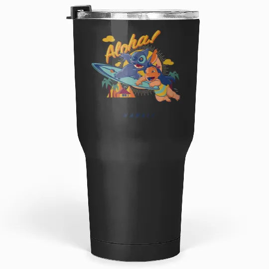 Disney Lilo Stitch Aloha Enjoying Summer Surfing Portrait Tumblers 30 oz