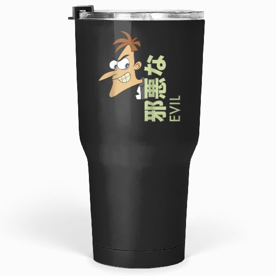 Disneys Phineas And Ferb Dr Doofenshmirtz Evil Kanji Logo Tumblers 30 oz