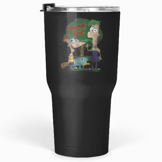 Disneys Phineas And Ferb Hanging Out With Perry Distressed Tumblers 30 oz