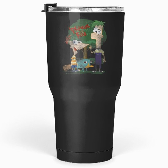 Disneys Phineas And Ferb Hanging Out With Perry Distressed Tumblers 30 oz