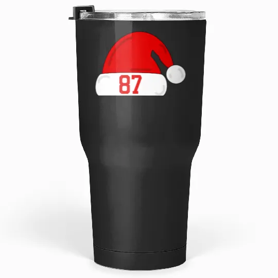 Tayl0r Swift Travis Kelce Christmas Game Santa Hat Tumblers 30 oz