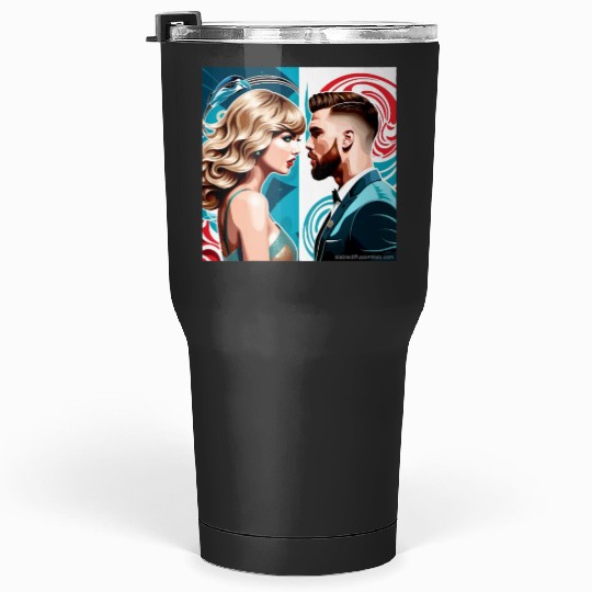 taylorr Swift and Travis Kelce art Tumblers 30 oz