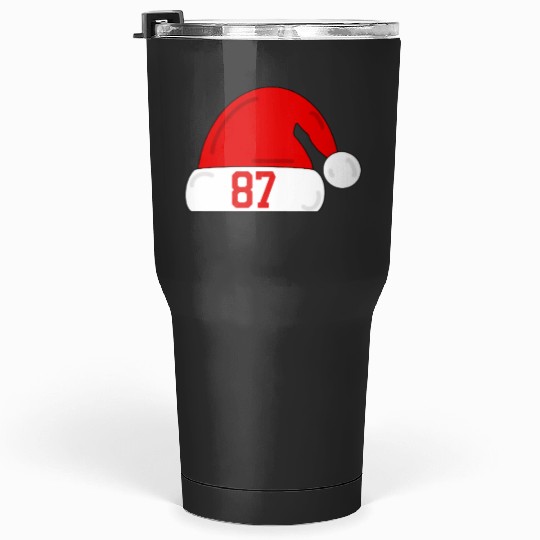 taylorr Swift Travis Kelce Christmas Game Santa Hat Tumblers 30 oz
