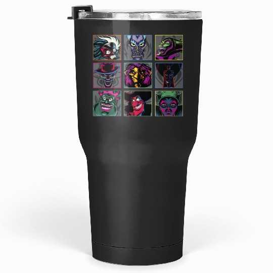 Disney Villains Colorful Neon Big Face Group Sho Tumblers 30 oz