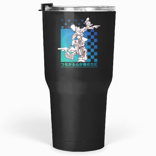 Disney Kingdom Hearts Sora Donald Goofy Kanji Checkerboard Tumblers 30 oz